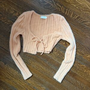 Free People Fuzzy Peach Cardigan